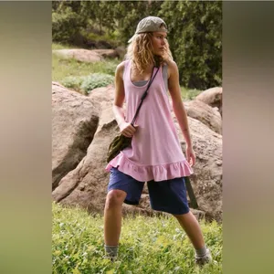 FP Movement by Free People Twirl Tunic Tank Ruffle in Antique Blush Size M NWT thumbnail 3
