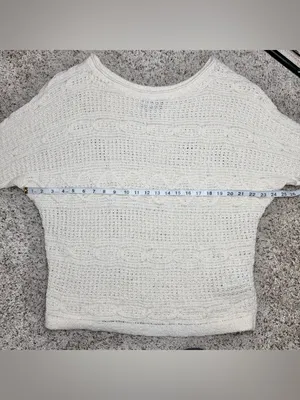 Abercrombie & Fitch Cream Ivory Mixed Open Knit Long Sleeve Sweater Medium M thumbnail 6
