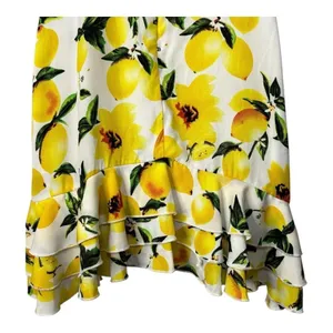 Boohoo‎ Lemon Print Sundress Yellow Fruit Floral Cutout Summer Coquette Vacation thumbnail 11