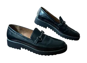 Franco Sarto Shoes Women's Size 8.5 Black Cason Loafer Flats Lug Sole Minimalist thumbnail 1