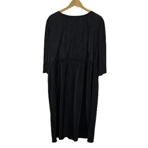 Catherines Black Pleated Midi Dress Size 3X Formal Career Party Minimalist‎ Wrap thumbnail 4