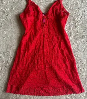 Victoria’s secret the lacie red all over lace chemise slip dress thumbnail 1
