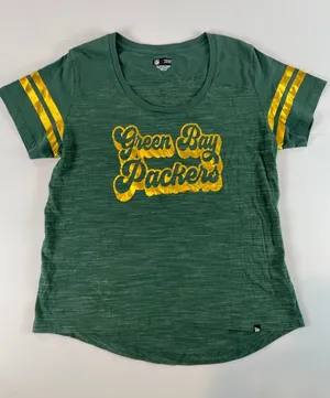 New Era NFL Team Apparel Womens Green Green Bay Packers Scoop Neck Tee L thumbnail 1