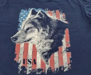 Delta Pro Weight T-Shirt Size Large L America American Flag Graphic Tee Wolf Tee Nature Tee thumbnail 6