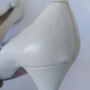 Vintage Sesto Meucci Off White Leather Italian Pumps With Rosette Size 7 1/2 thumbnail 4