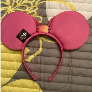 NWOT Disney Minnie Mouse Rainbow Sequin ears satin rainbow bow headband thumbnail 2