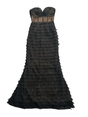 Dress the Population Grace Dress Mermaid Gown Black Nude Size S Black Tie Formal thumbnail 4