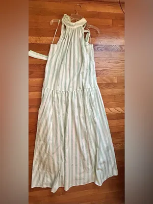 crown & ivy Mint and White Striped Halter Maxi Dress thumbnail 4
