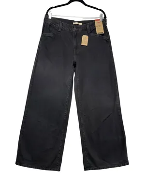 Levis 94 Baggy Wide Leg Jeans Black Mid Rise Denim Pants Size 31 NEW thumbnail 1
