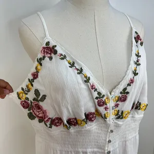 Forever 21 Cross Stitch Floral embroidered Maxi Dress White Rayon thumbnail 3