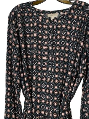 "Loft" Multicolor Geometric Long Sleeves Shirttail Dress Size: Xl thumbnail 4