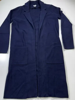 J. Crew 100% Cotton Navy Open-Front Long Cardigan Coatigan thumbnail 2