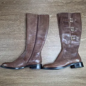 ECCO Hobart 25MM Riding Boots Women's 40 9-9.5 Brown Leather Knee High Buckle thumbnail 4