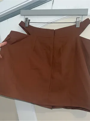 NWT For Love and Lemons Alysa Mini Skirt in Brown thumbnail 4
