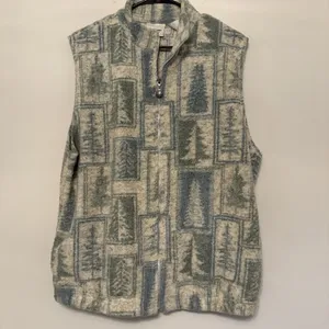 Vintage Monterey By Korey Large Fleece Zip Up Vest Trees Pockets Outdoors Winter thumbnail 6