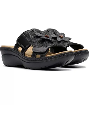 Clarks Merliah2 Belle Flower Leather Wedge Sandals NEW thumbnail 6