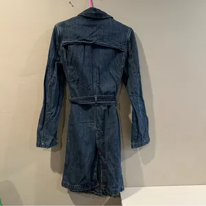Women's Blank NYC Navy Blue Denim Belted Trench Coat Double Breasted Jacket XS thumbnail 4