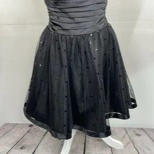 Jessica McClintock For Gunne Sax Black Strapless Netted Embellished Dress 3 thumbnail 4