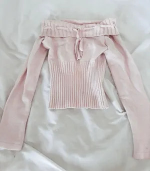 Off the Shoulder Pink Sweater thumbnail 1