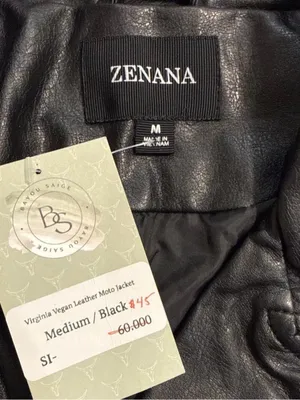 Zenana Virginia Black Vegan Leather Moto Jacket Size M NWT thumbnail 4