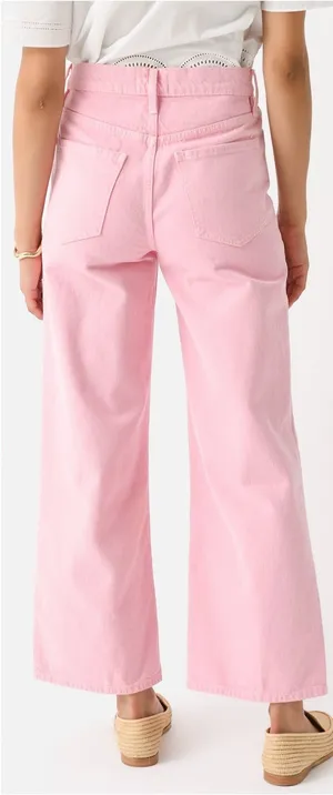 FRAME Le Jane Wide Leg Crop High Rise Jeans in Washed Dusty Pink Size 27 thumbnail 1
