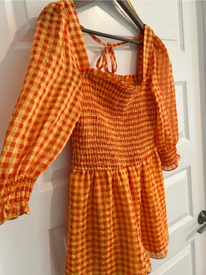 Day + Moon Gingham Romper Orange Yellow Size L thumbnail 5