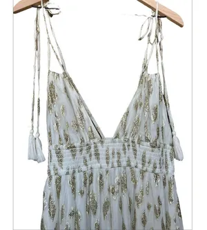 Altar'd State Vanessa Maxi Dress White & Metallic Gold Grecian Goddess Dress, M thumbnail 5