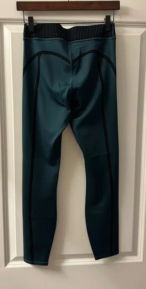 Alo Yoga Teal Leggings with Black Felt Trim thumbnail 1