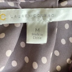 LC Lauren Conrad Gray Puff Sleeve Blouse with Ruffled Cap Sleeves thumbnail 4