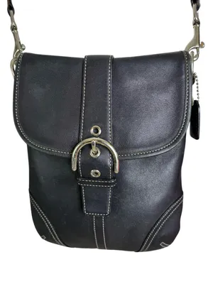 Vintage Coach Black Leather Soho Duffle Flap Crossbody Bag 9480 Y2K thumbnail 1