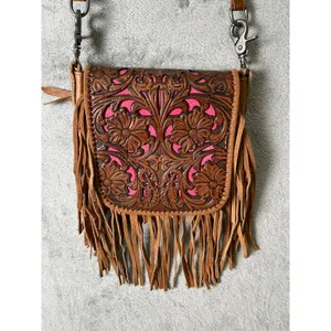 Montana West Western Tooled Leather Fringe Crossbody Bag Boho Festival Purse thumbnail 2