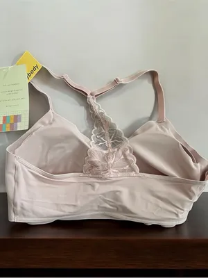 True & Co. Blush Lace-Racerback Wireless Bra XL thumbnail 2