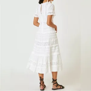 Anthropologie Love‎ The Label White Fairy Lace Tiered Ruffle Midi Dress Size M thumbnail 2