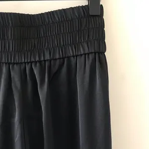 Express Satin High Rise Wide Leg Pant Ruffle Crop Tank Set, NWT, Medium, Black thumbnail 7