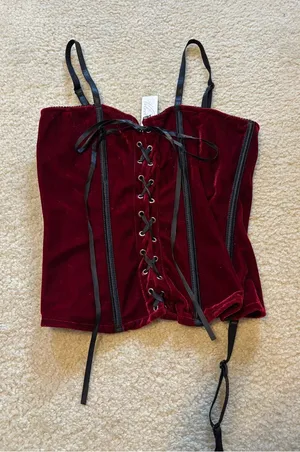 Y2K Velvet Lace-Up Corset thumbnail 1