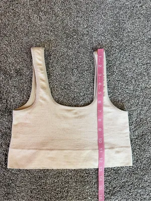 Anthropologie Seamless Ribbed Square Neck Crop Bralette Tank Beige S/M thumbnail 5
