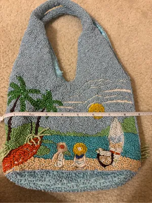 Marshall’s Blue Beaded Beach Scene Bag thumbnail 5