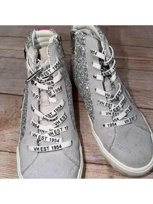 Vintage Havana Glitter High Top Sneakers Women’s Size 8 Silver Sparkle Side Zip thumbnail 4