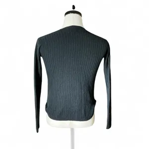 Hollister Black Ribbed Knit Wrap V Neck Long‎ Sleeve Crop Sweater XS thumbnail 2