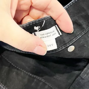 Madewell The Tall Longline Comfort Stretch Straight Leg Jeans Black Frost 26 T thumbnail 4