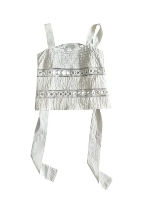 ENGLISH FACTORY White Eyelet Tie Back Tank Top Size XS thumbnail 4