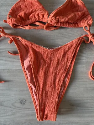 Rhythm Crochet Detail Textured Bikini Orange Size L thumbnail 3