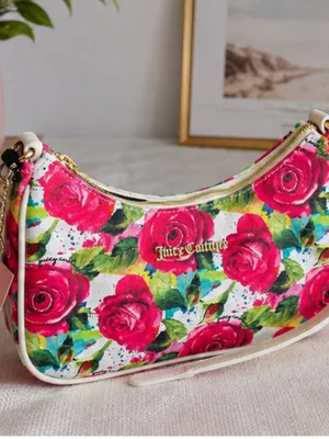 Juicy Couture Rose Print Crescent Shoulder Bag NWT Floral Purse thumbnail 9