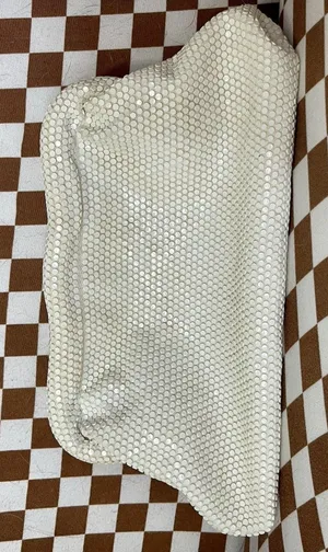 Vintage White Metal Mesh Clutch Purse Mid Century Gate Mouth Evening Bag Bridal thumbnail 1