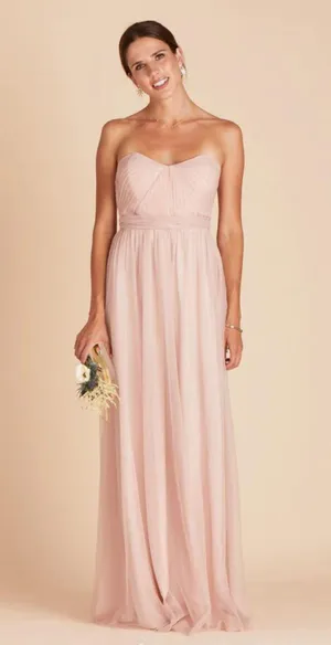 Birdy Grey NWT Christina Convertible Vintage Blush Pink Tulle Maxi Dress thumbnail 1