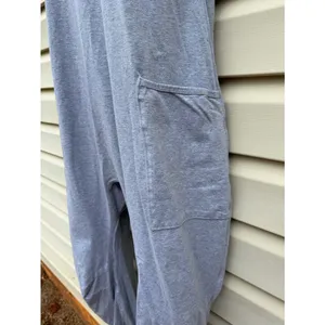 Kimberly Gray Barrel Leg Jumpsuit Ruched Hem Boho Pockets Size M thumbnail 4