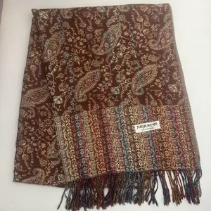 Women Paisley Scarf Pashmina Shawl Wrap Reversible Neck Scarf Stole Fringe 70x27 thumbnail 1