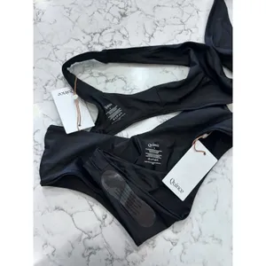 NWT Quince Black Italian Plunge Bikini Top & V Cut High Leg Bottom Set Medium thumbnail 3