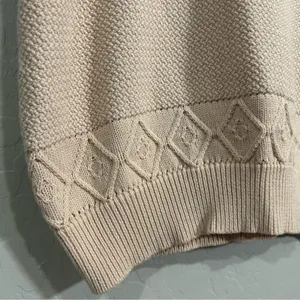 Hello Molly Knit Mini Dress Beige Cotton Bodycon Sweater Dress 6 Fitted Summer thumbnail 3