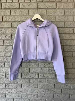 Lululemon Scuba Full-Zip Cropped Hoodie Lilac Smoke Purple Size 8 thumbnail 3